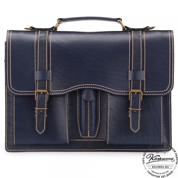 Кожаный портфель "Юрист" (синий). фото 1